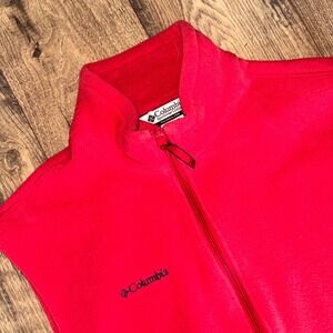 Columbia Sportswear Company Fleece Vest Men's Large Red Full Zip Sleeveless